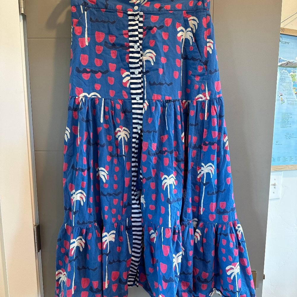 Like New: Oliphant Blue and Pink Palm Print Skirt